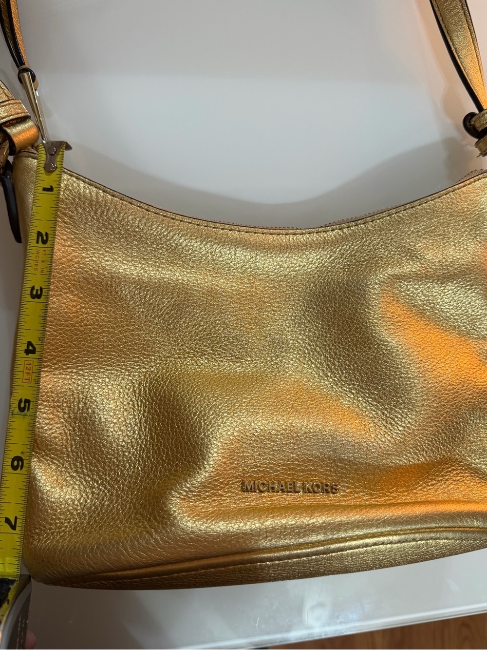 Michael Kors Metallic Gold Leather Shoulder Crossbody Bag